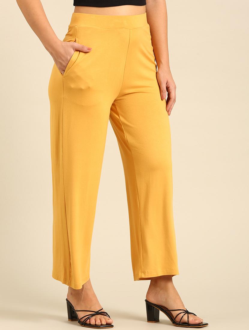 women solid high rise wide leg trouser - 21928562 - Standard Image - 2