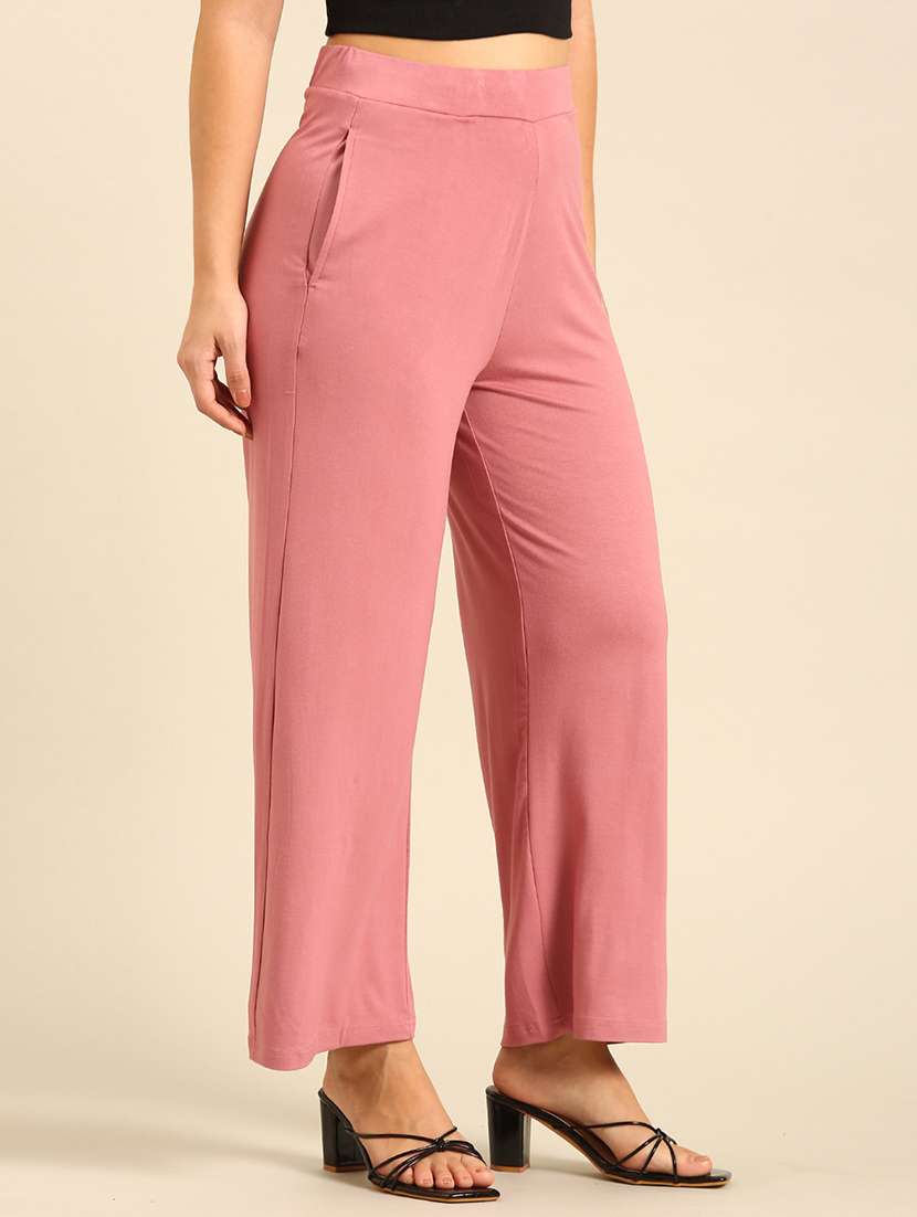 women solid high rise wide leg trouser - 21928563 -  Standard Image - 2