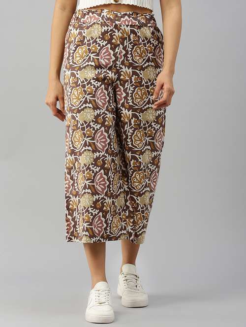 women printed mid rise culottes - 21928566 - Standard Image - 0