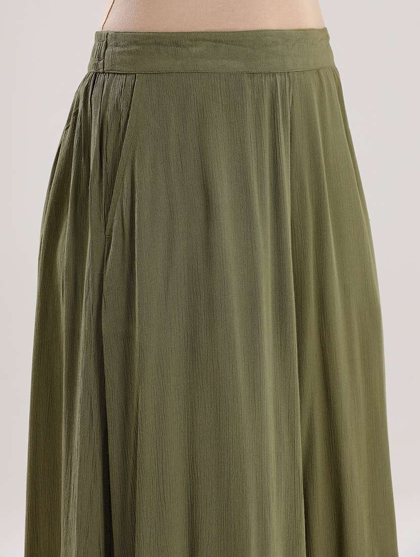 women solid high rise calf length palazzo - 21928572 -  Standard Image - 2