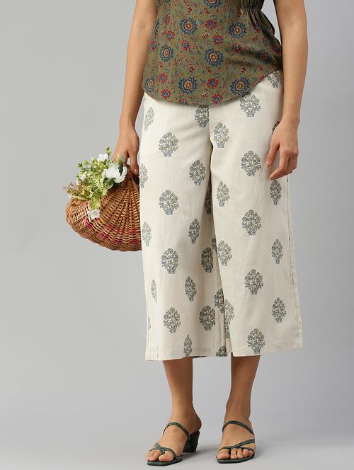 women printed high rise calf length palazzo - 21928575 - Standard Image - 0