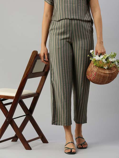 women printed high rise calf length palazzo - 21928576 -  Standard Image - 0