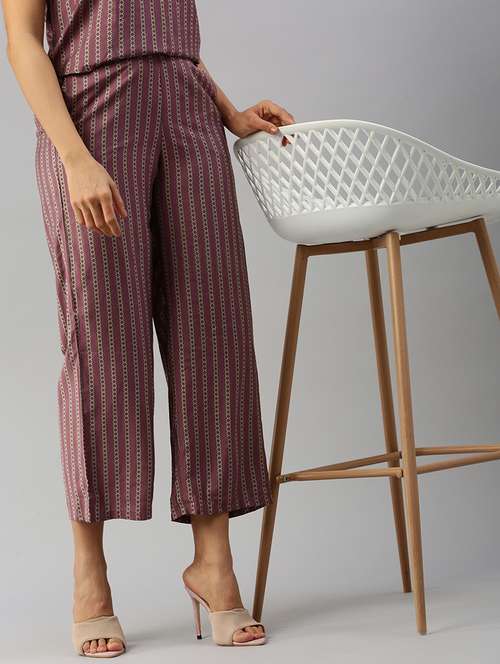 women printed high rise calf length palazzo - 21928577 -  Standard Image - 0
