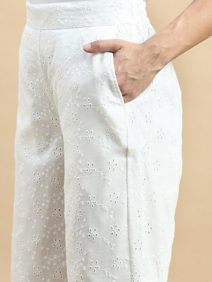 women embroidered mid rise staright palazzo - 21928582 - Standard Image - 2