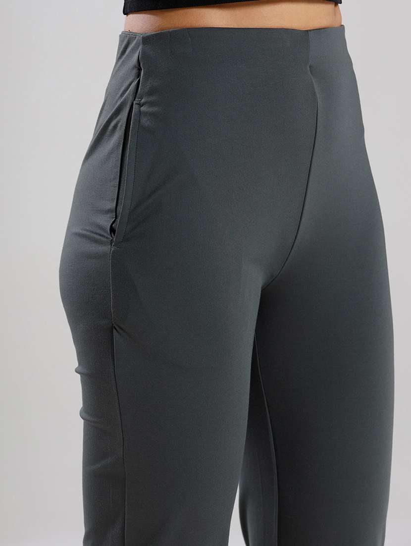 women solid high rise bootcut trouser - 21928588 -  Standard Image - 2