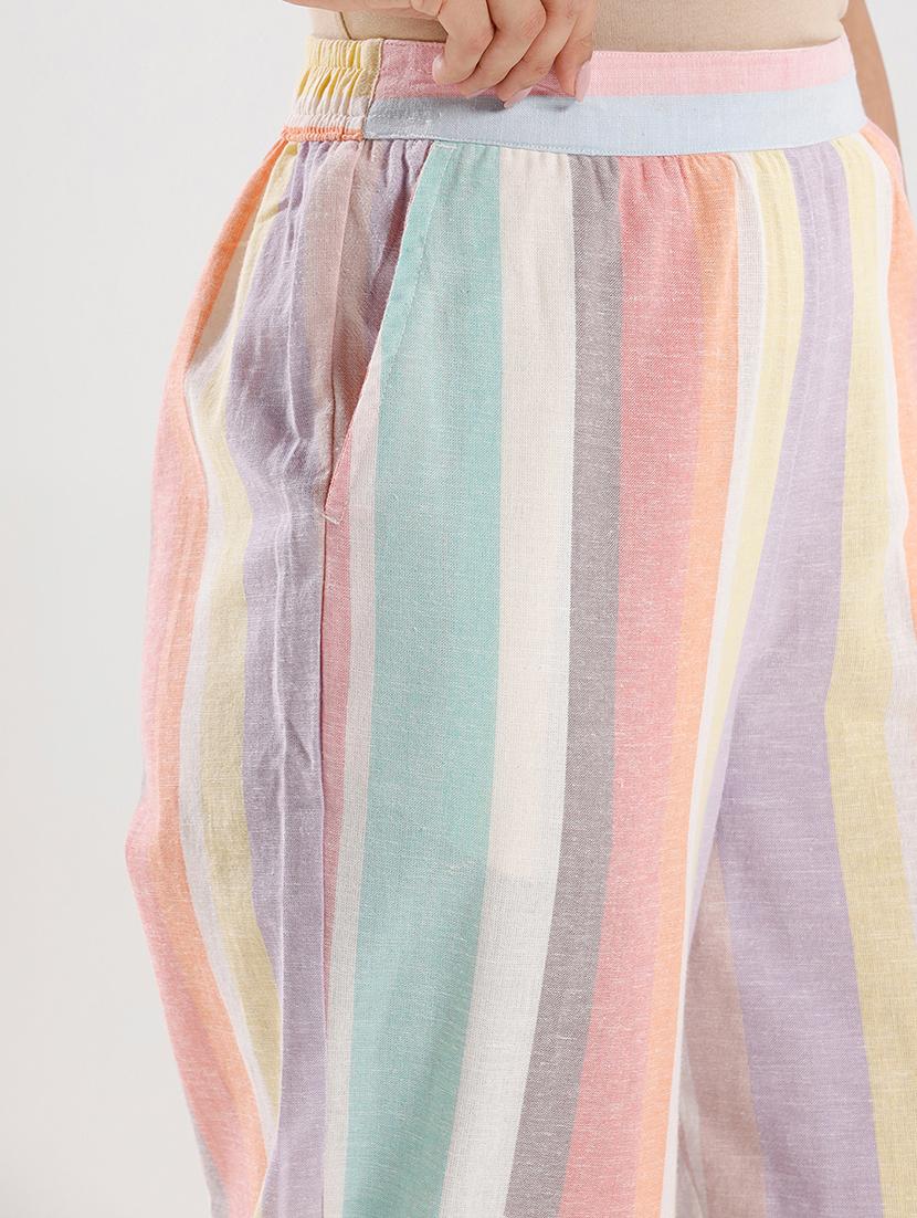 women striped high rise straight palazzo - 21928589 - Standard Image - 2