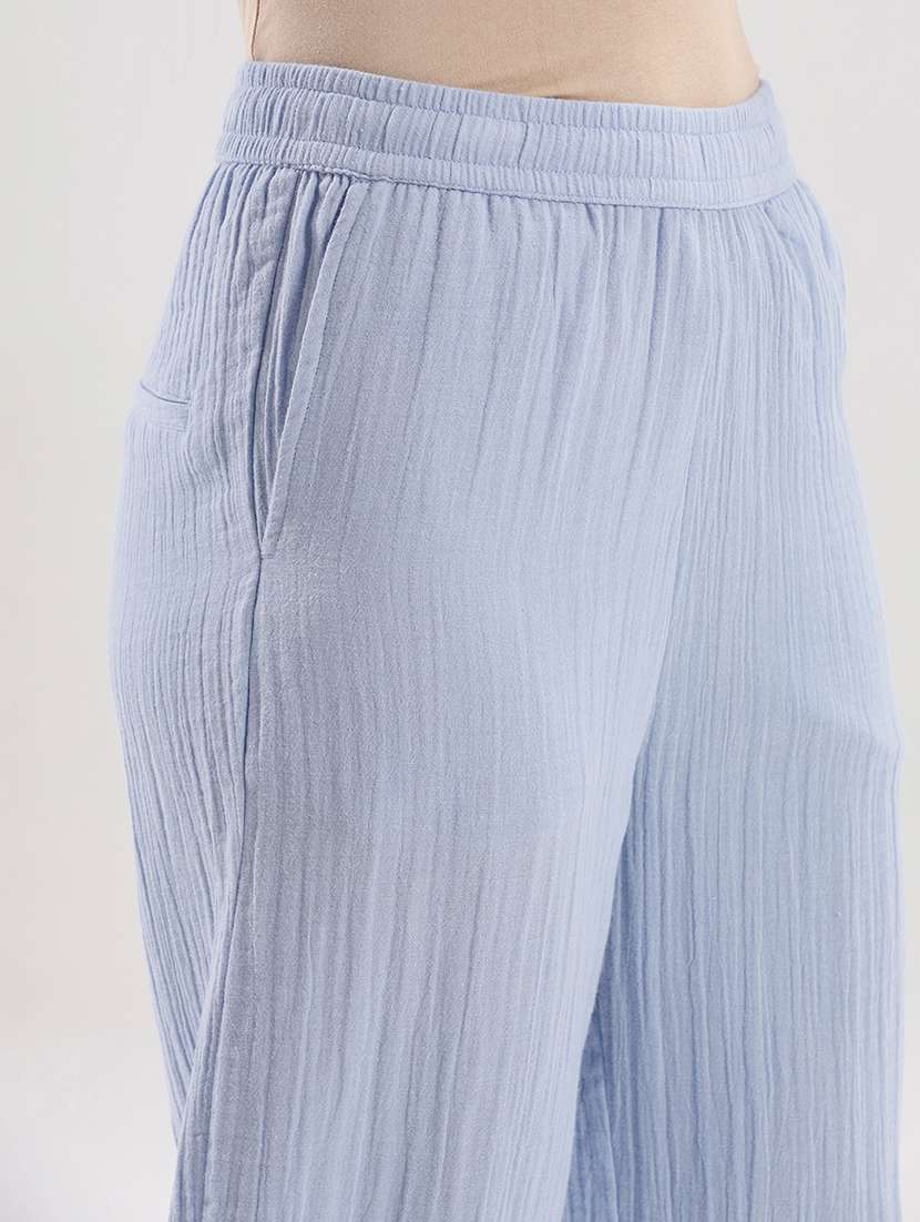 women solid mid rise straight palazzo - 21928590 -  Standard Image - 2