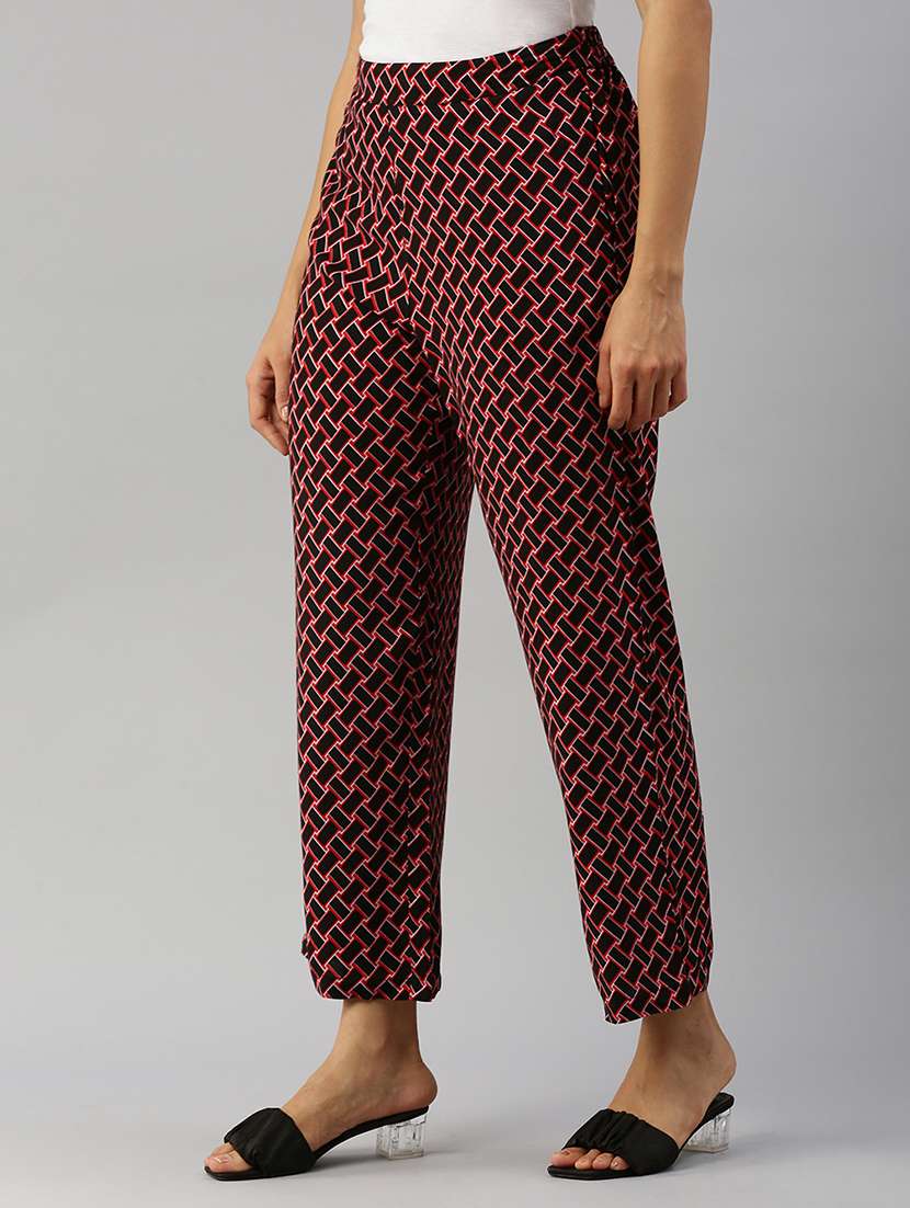 women printed mid rise straight trouser - 21929572 -  Standard Image - 2