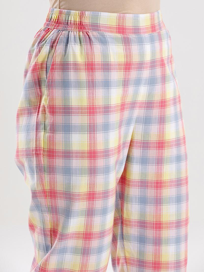 women checkered mid rise cigarette pant - 21929574 - Standard Image - 2