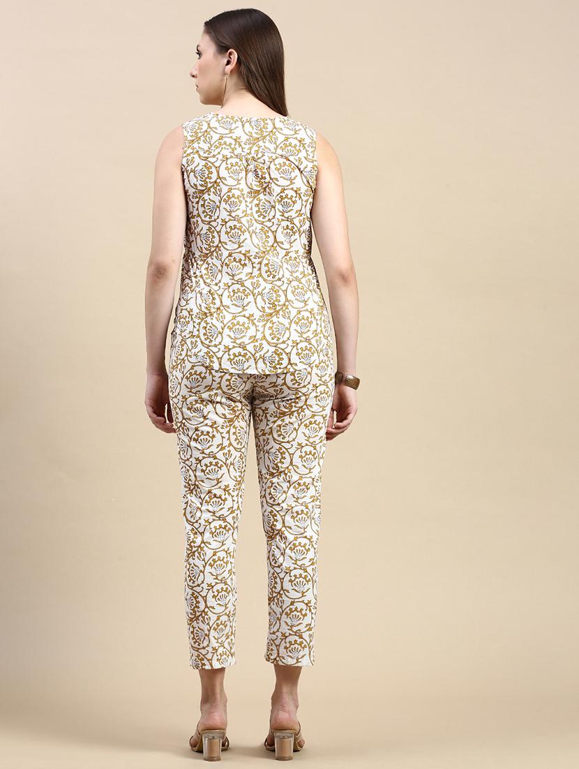 women printed mid rise straight trouser - 21929575 - Standard Image - 2