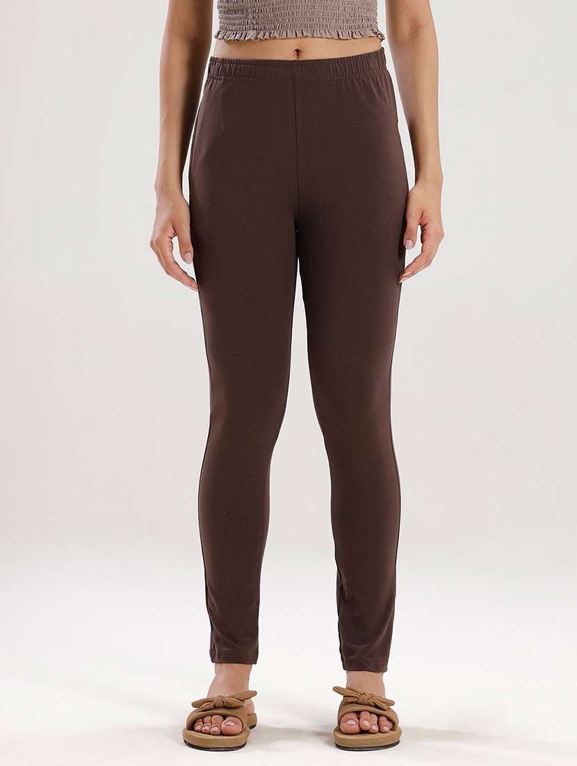 women solid mid rise ankle length legging