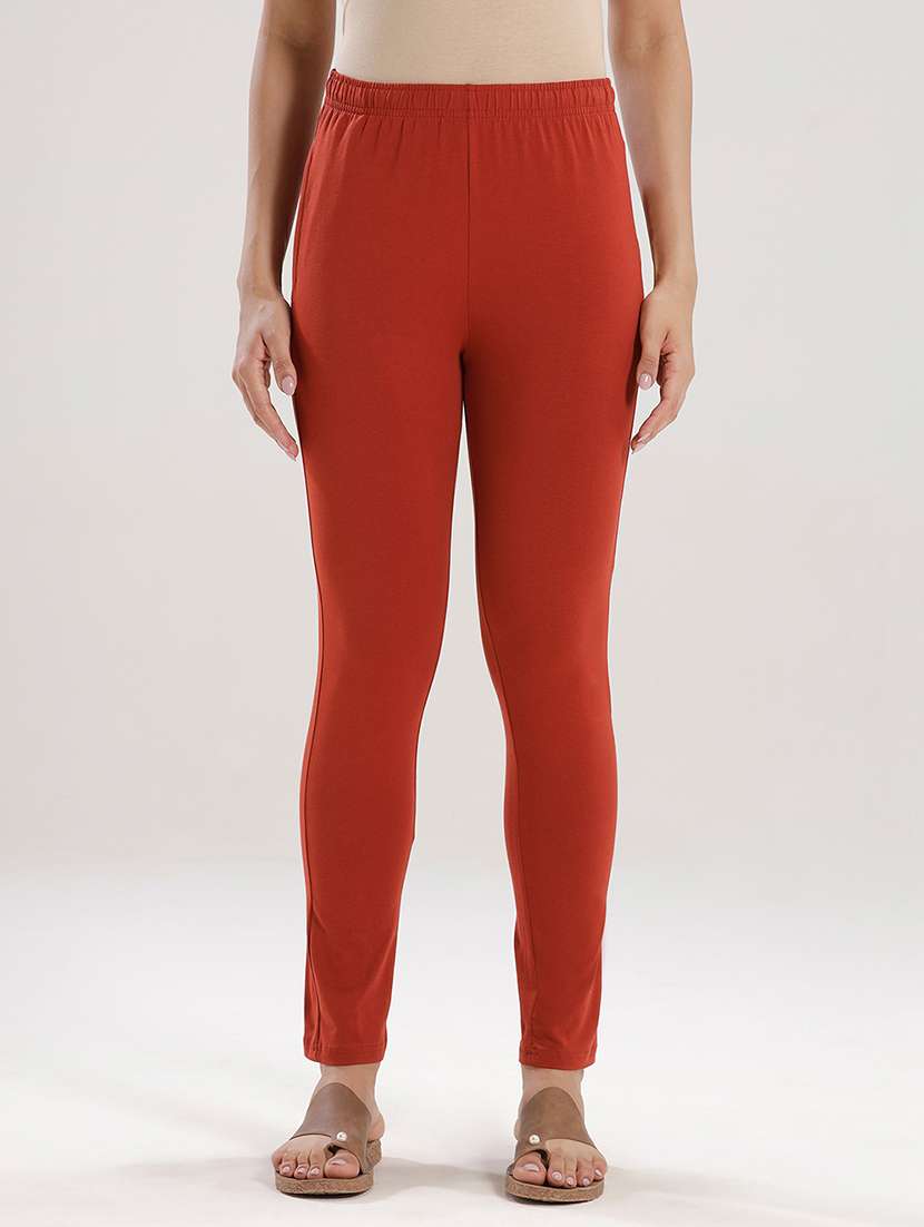 women solid mid rise ankle length legging