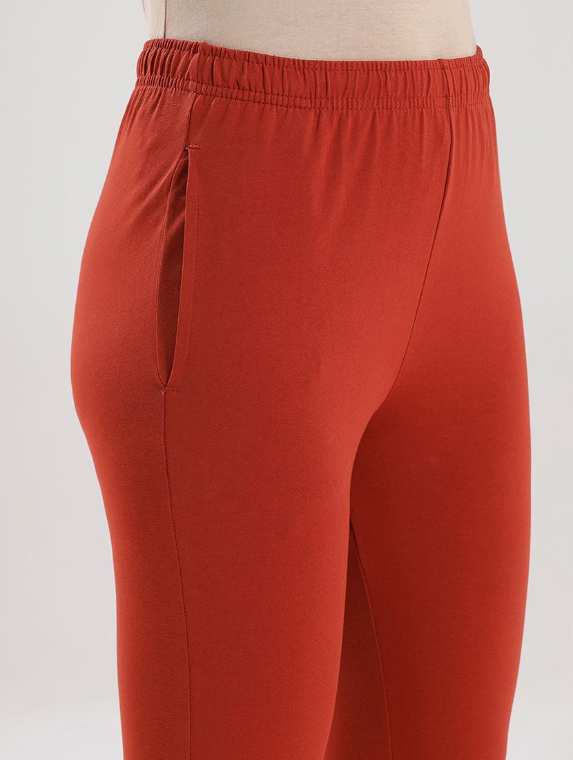 women solid mid rise ankle length legging - 21929583 - Standard Image - 2