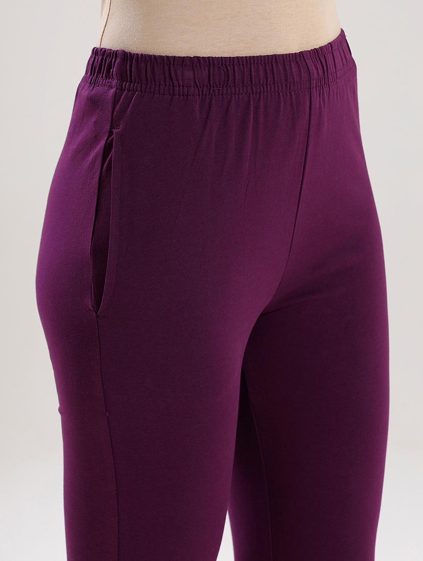 women solid mid rise ankle length legging - 21929585 - Standard Image - 2