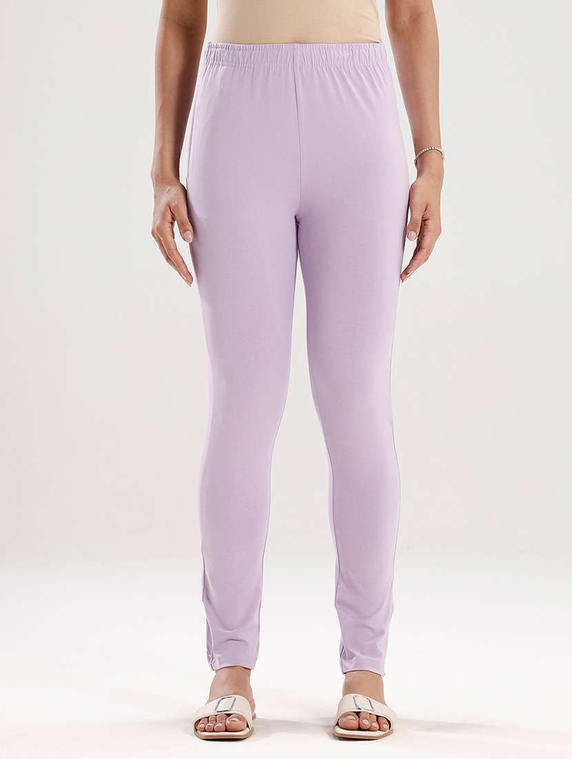 women solid mid rise ankle length legging