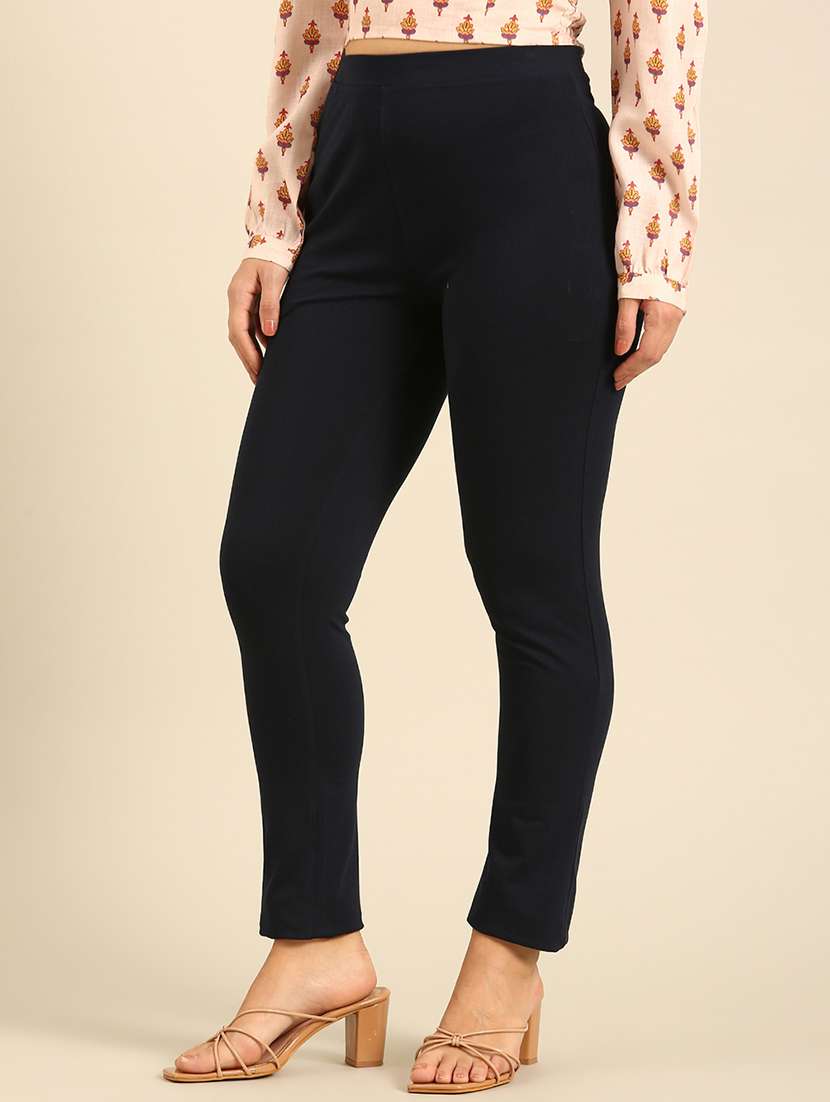 women solid mid rise ankle length legging - 21929592 -  Standard Image - 2