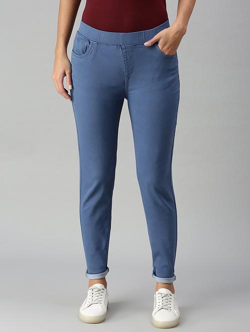 women sollid mid rise slim fit jegging - 21930261 -  Standard Image - 0