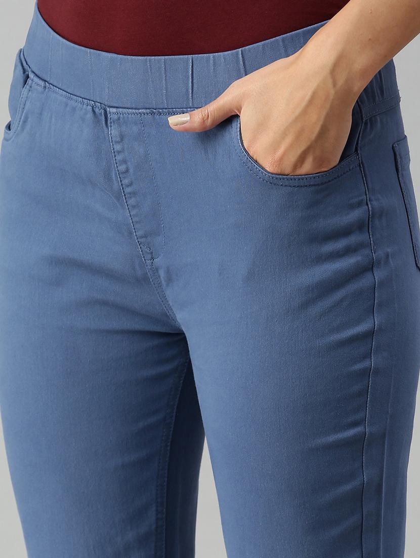 women sollid mid rise slim fit jegging - 21930261 - Standard Image - 2