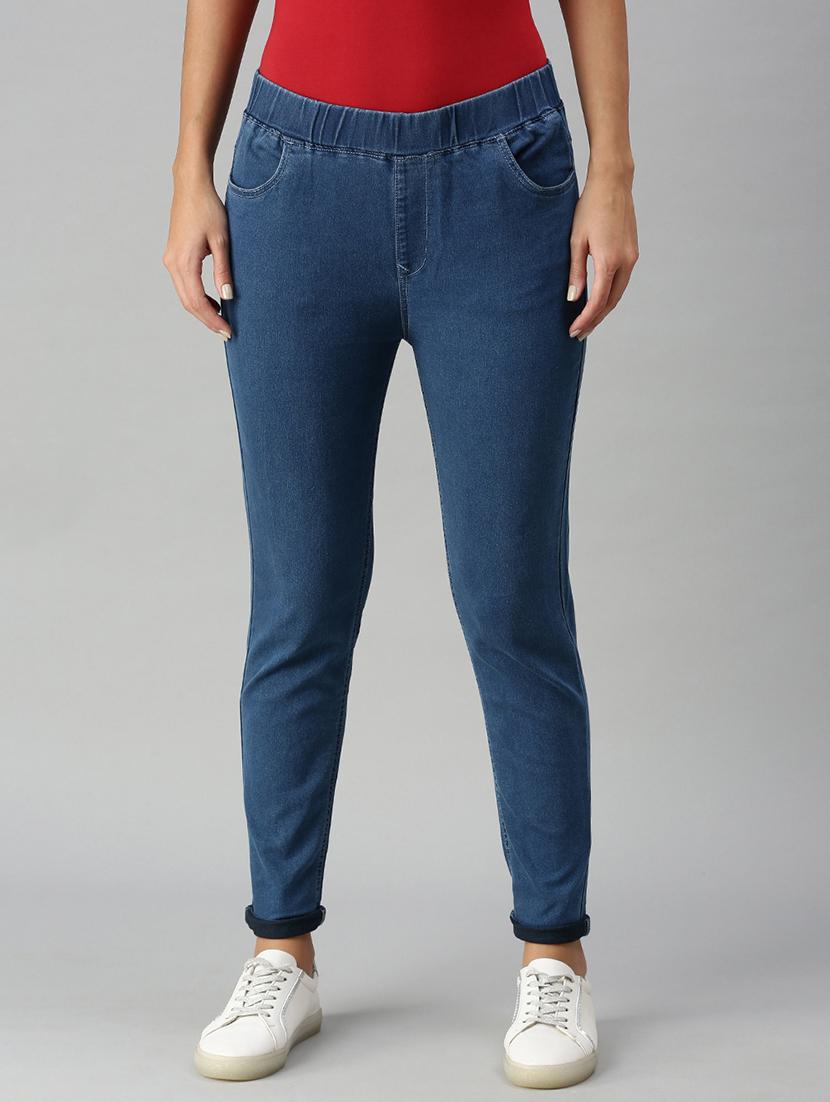 women sollid mid rise slim fit jegging - 21930268 - Zoom Image - 0
