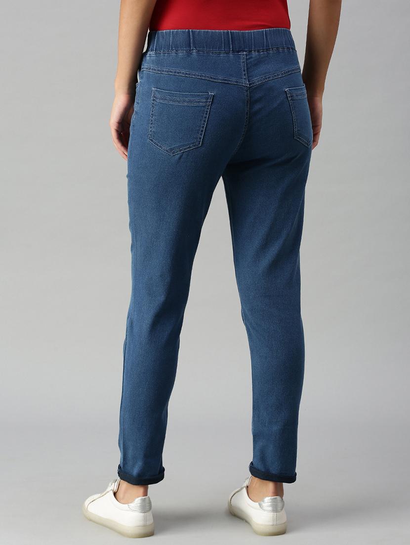women sollid mid rise slim fit jegging - 21930268 - Standard Image - 2