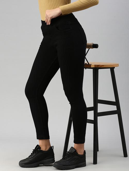 women sollid mid rise slim fit jegging - 21930269 -  Standard Image - 0