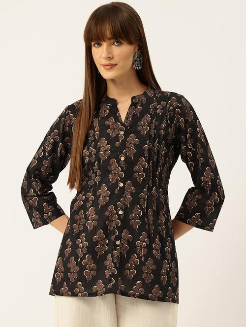 women printed mandarin neck short kurti - 21930274 -  Standard Image - 0