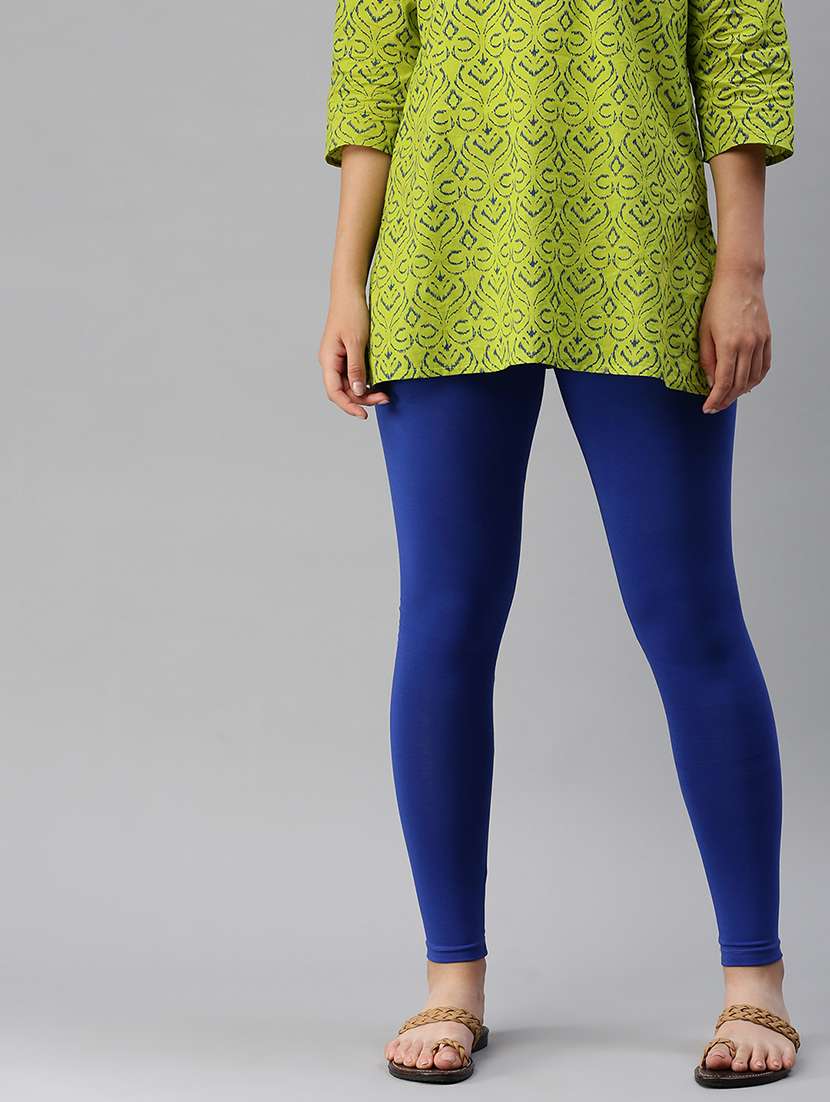 women solid mid rise ankle length legging