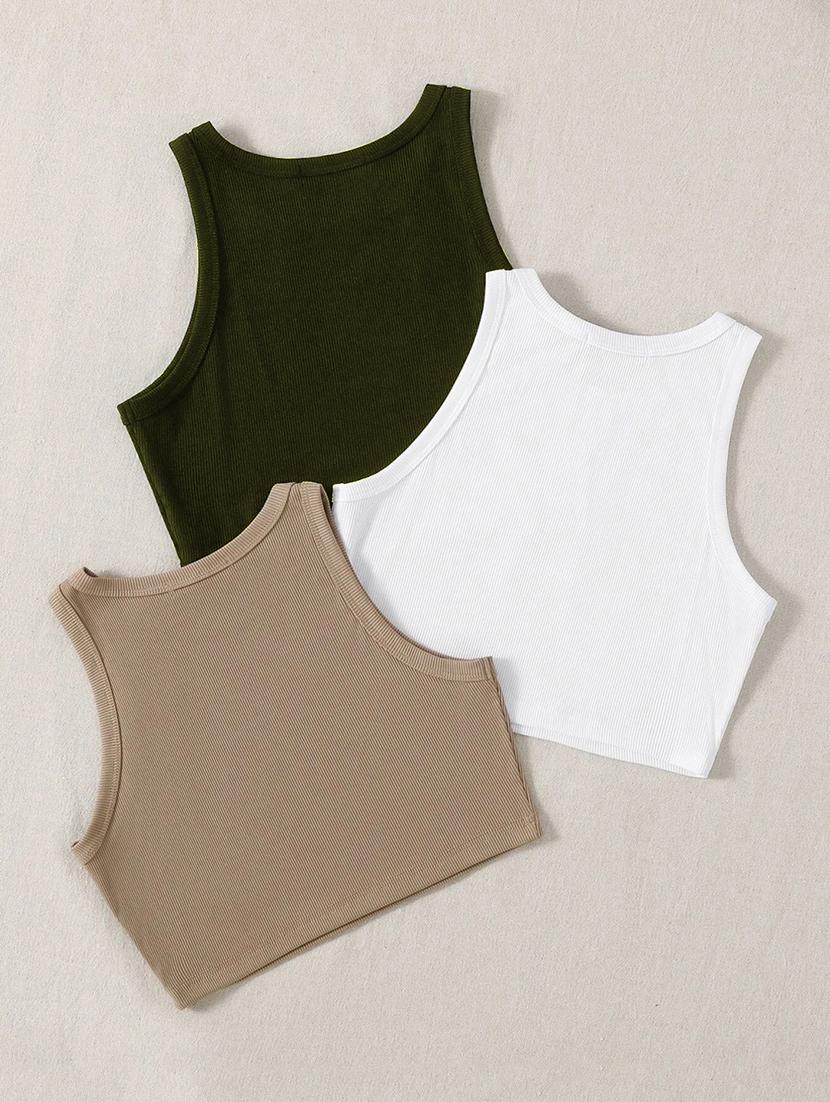 women pack of 3 solid sleeveless tank top - 21930381 - Standard Image - 2