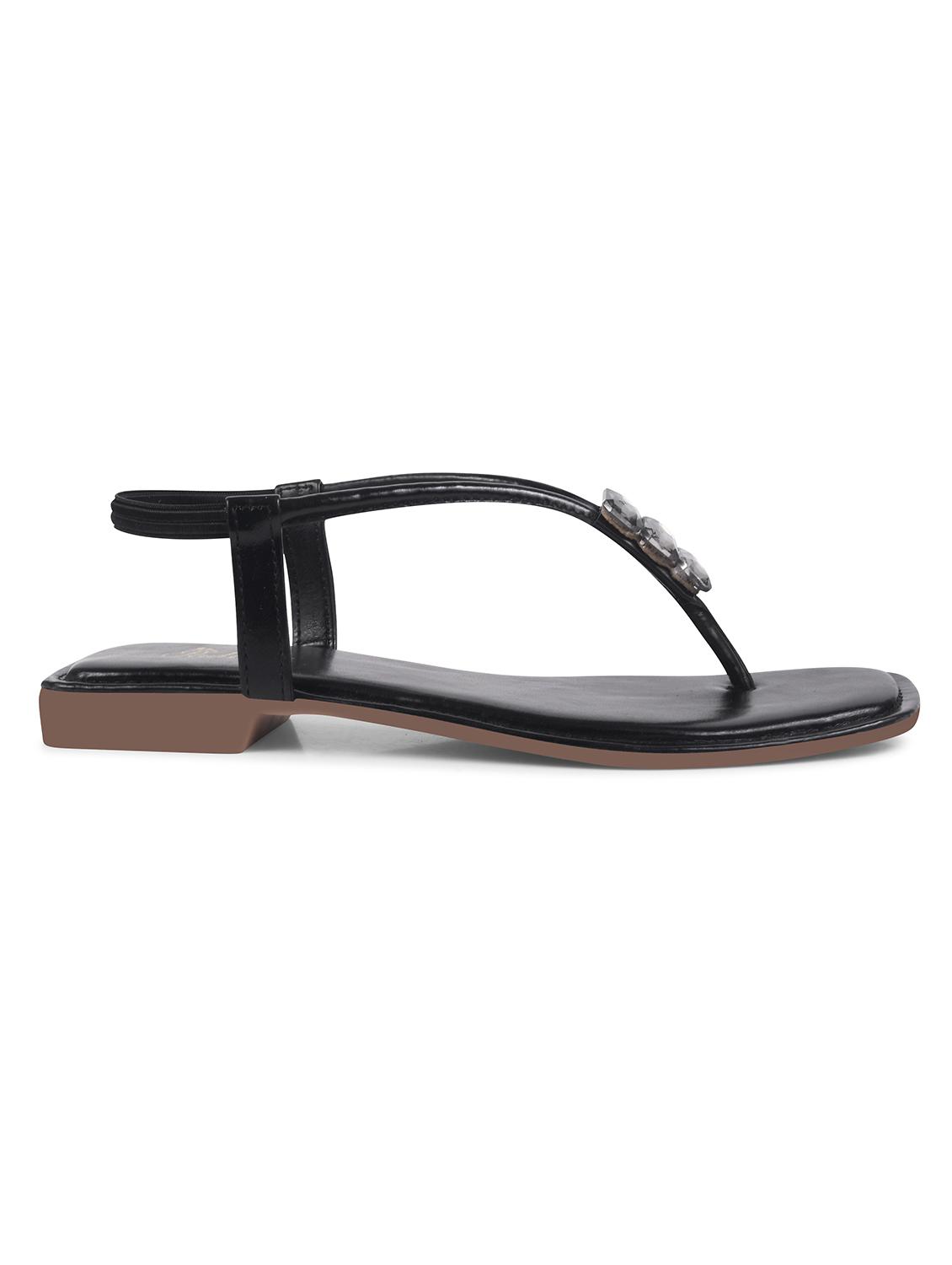 women black t-strap sandal - 21930383 - Standard Image - 2