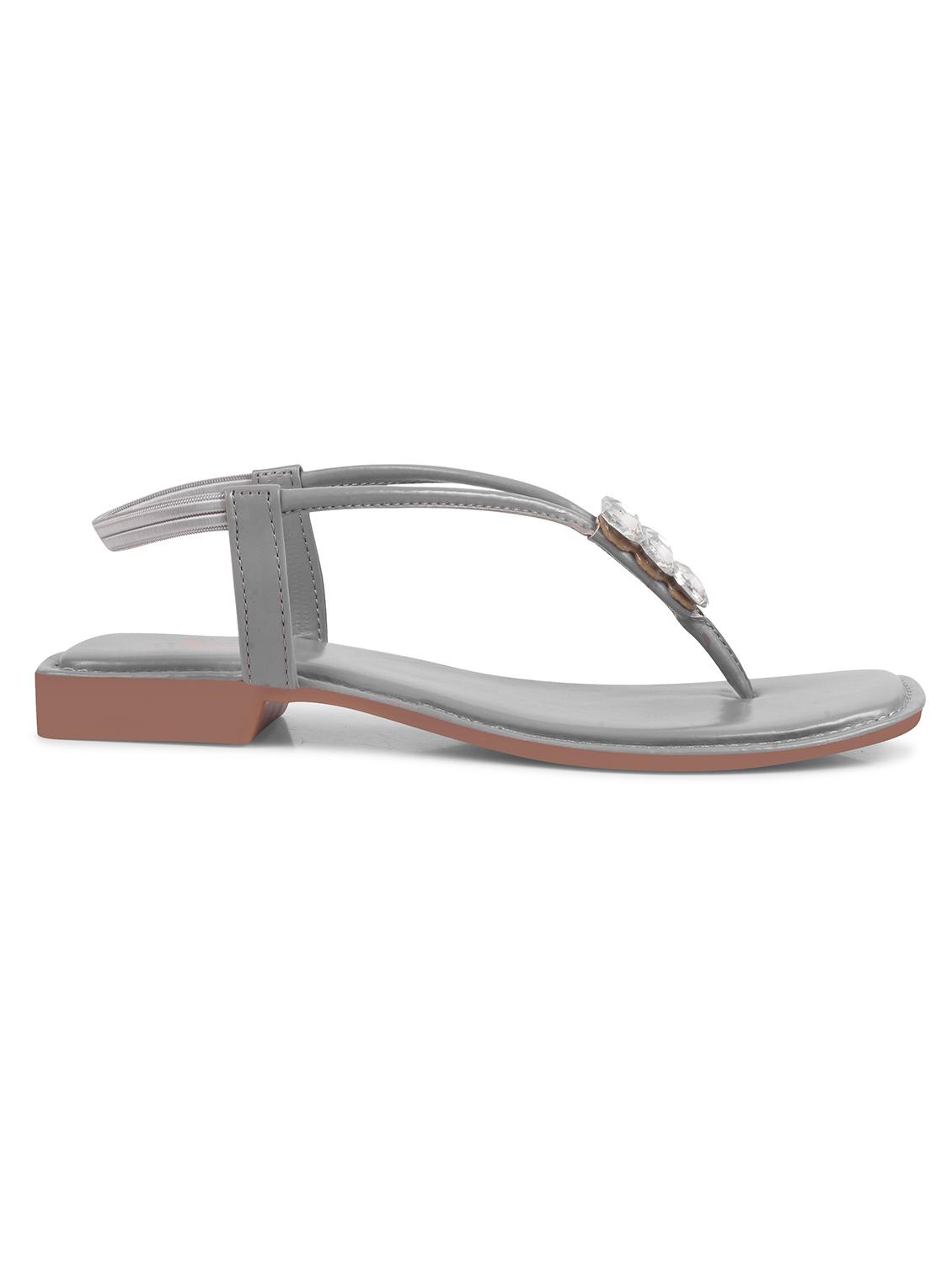 women grey t-strap sandal - 21930384 - Standard Image - 2