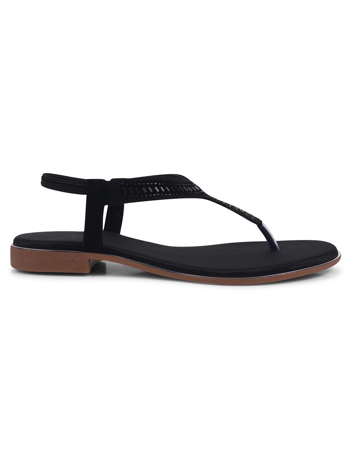 women black t-strap sandal - 21930385 - Standard Image - 2