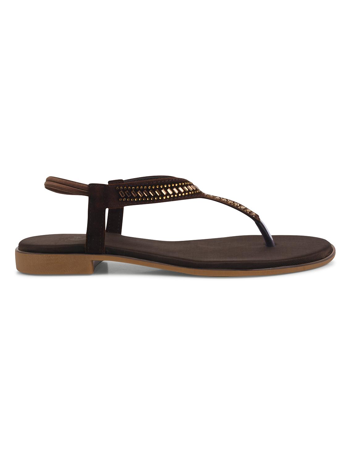 women brown t-strap sandal - 21930386 - Standard Image - 2