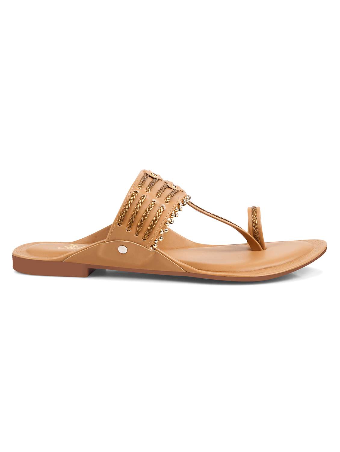 Beige Pu One Toe Kolhapuris