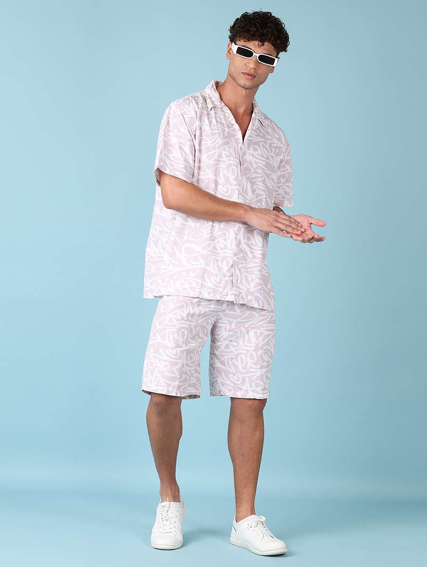 men printed cuban collared loose fit shirt - 21930423 - Standard Image - 2