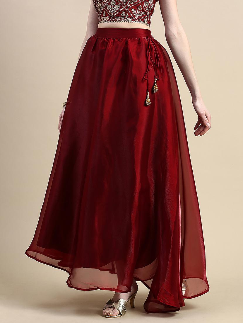 women solid mid rise flared skirt - 21930436 - Standard Image - 2