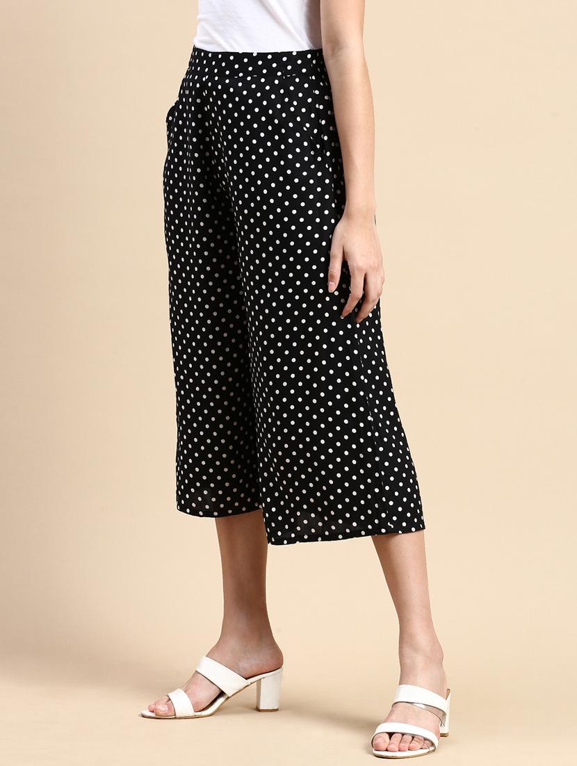 women polka doted calf length palazzo - 21930441 - Standard Image - 2
