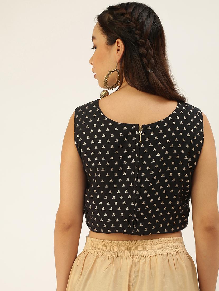 women black sleeveless stitched blouse - 21930458 - Standard Image - 2