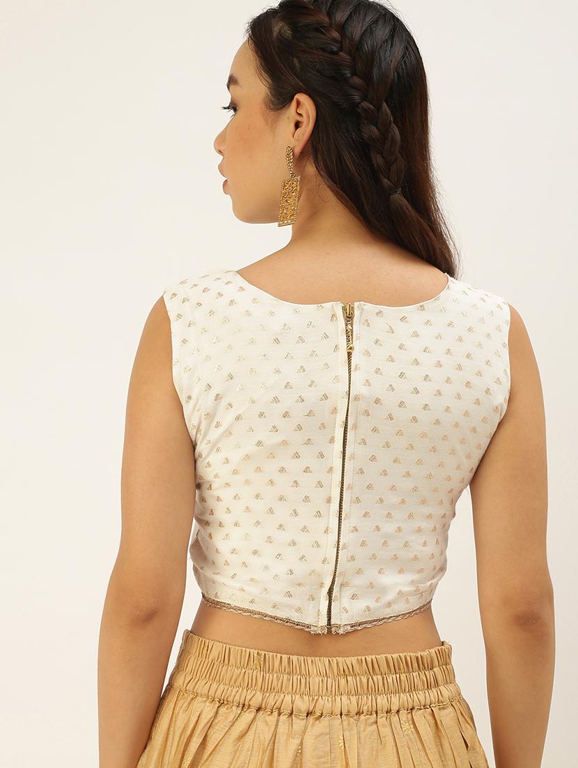 women off white sleeveless stitched blouse - 21930459 - Standard Image - 2