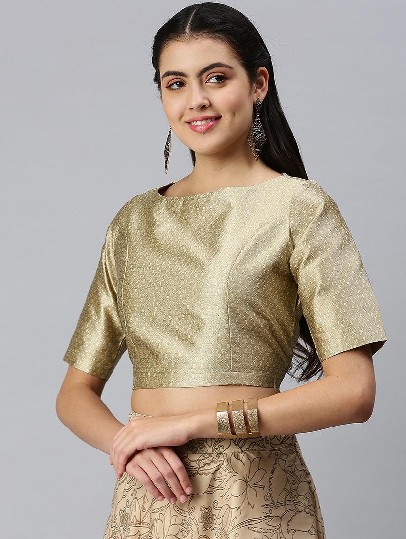 women beige short sleeve stitched blouse - 21930483 - Standard Image - 2