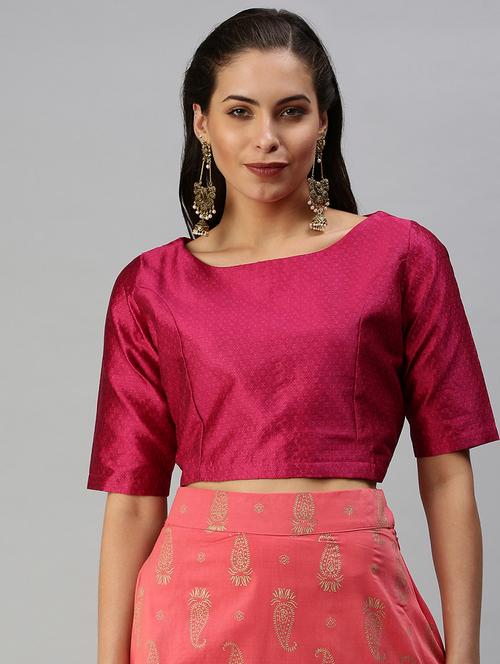 women pink short sleeve stitched blouse - 21930484 - Standard Image - 0