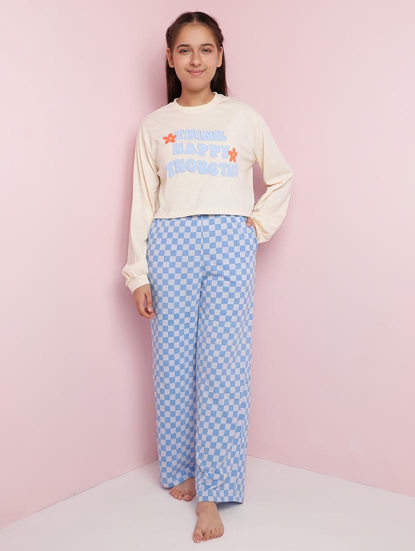 girls printed long sleeve pyjama set nightwear