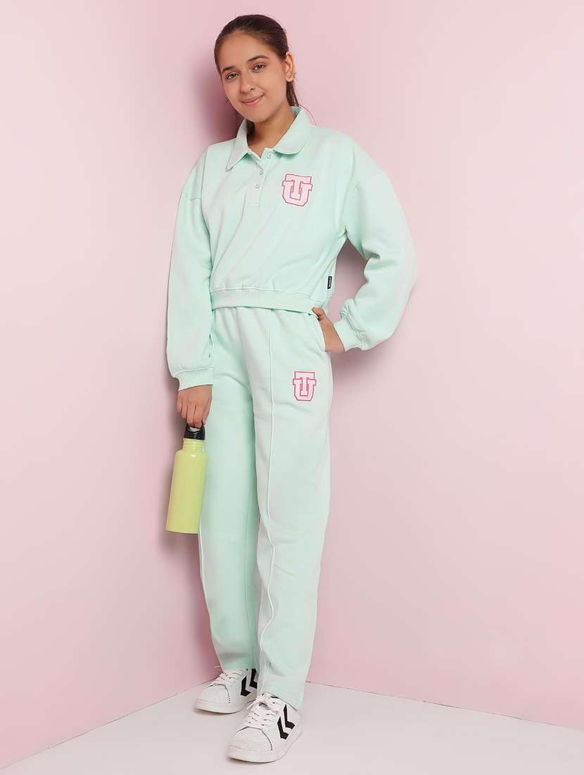 girls solid long sleeve active wear set - 21930692 -  Standard Image - 2