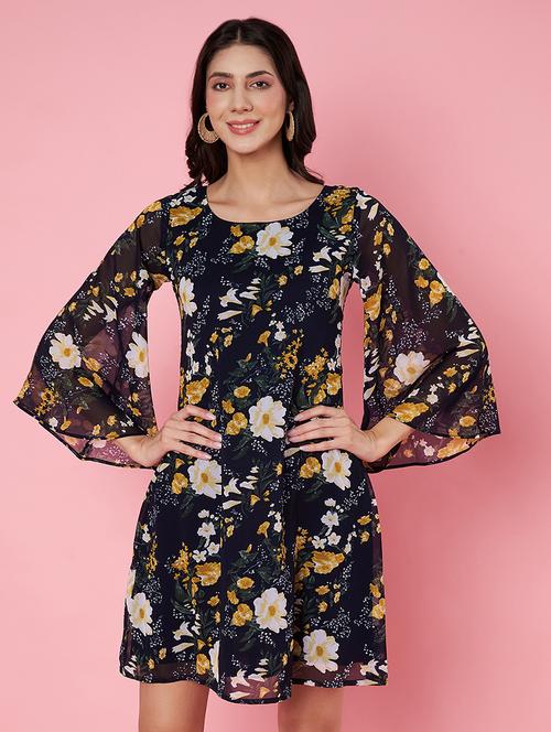 women floral printed bell sleeves a-line dress - 21930711 - Standard Image - 0