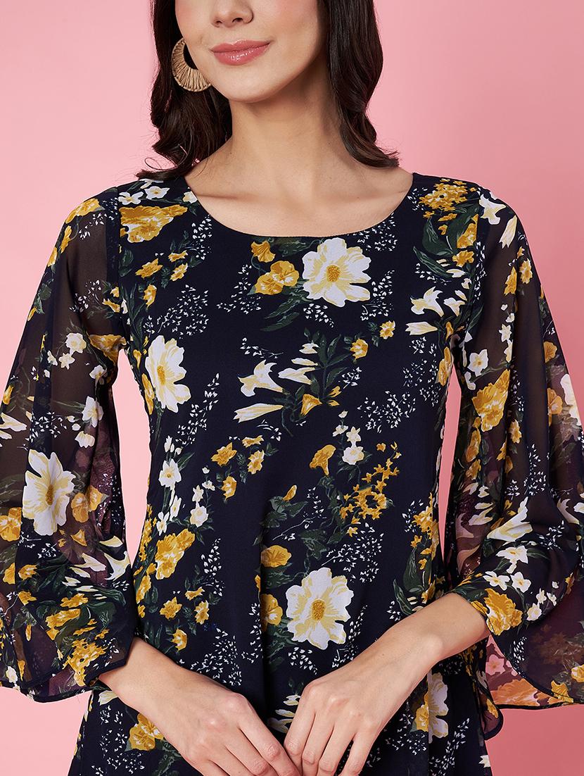 women floral printed bell sleeves a-line dress - 21930711 - Standard Image - 2