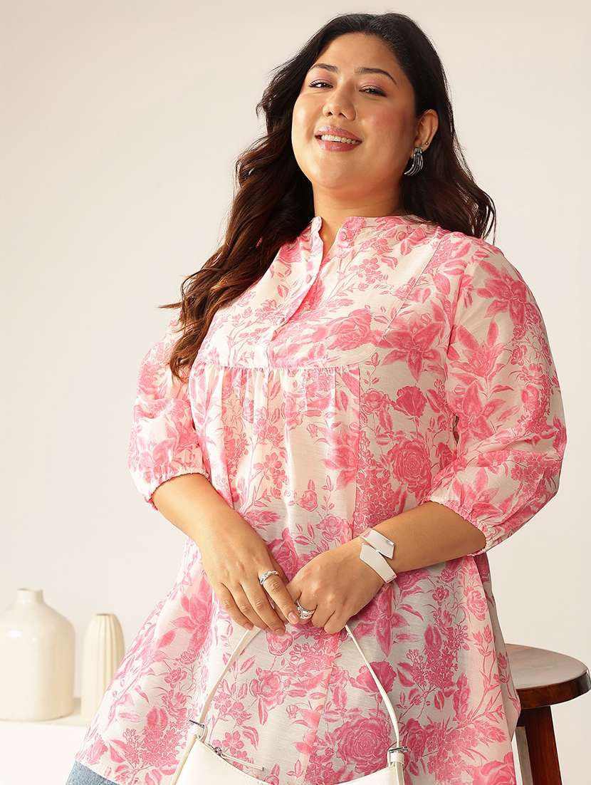women plus size floral printed a-line kurti - 21930728 - Standard Image - 2