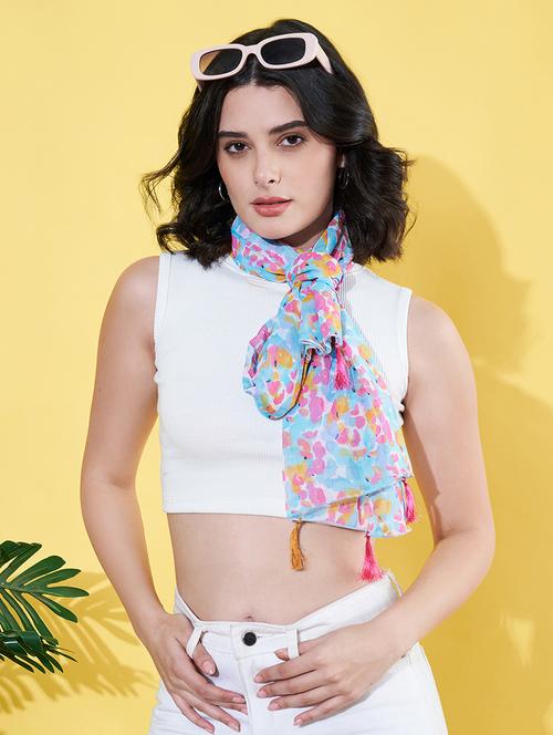 women light blue printed scarf - 21930732 -  Standard Image - 0