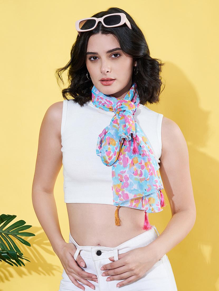 women light blue printed scarf - 21930732 -  Zoom Image - 0