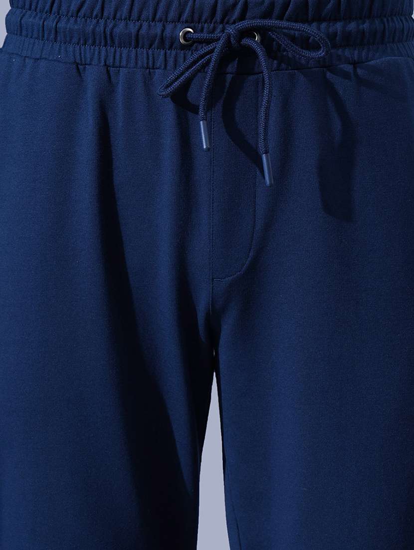 men blue solid mid rise full length track pant - 21930751 -  Standard Image - 2