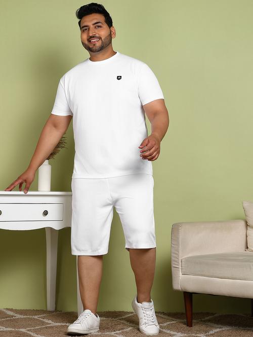 men white solid t-shirt & short co-ord set - 21930764 -  Standard Image - 0