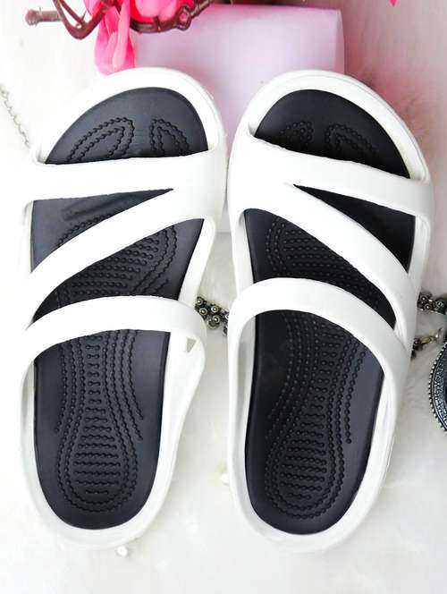 women white solid slip on slides - 21930773 - Standard Image - 0